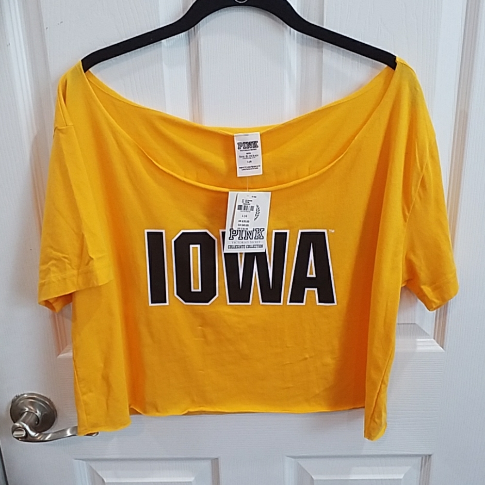 NWT VS Pink Iowa Hawkeye Crop top  L